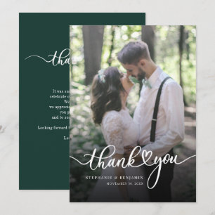 Modern Photo Script Wedding Thank You Card
