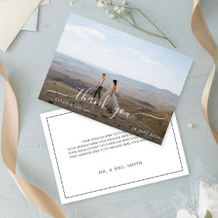 Modern Photo Script Wedding Thank You Card