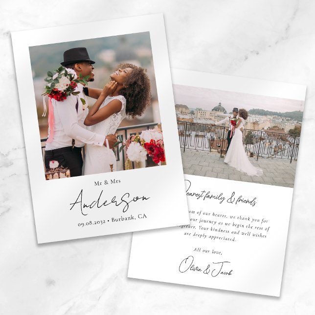 Modern Photo Script Wedding Thank You Card (Creator Uploaded)