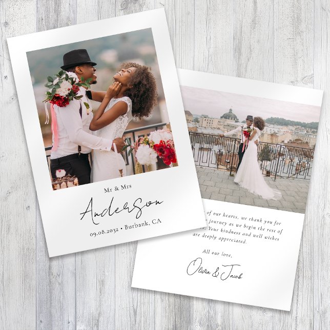 Modern Photo Script Wedding Thank You Card (Creator Uploaded)