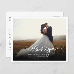 Modern Photo Script Wedding Thank You Card