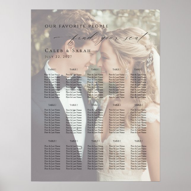 Modern photo seating plan up to 15 tables  poster (Front)