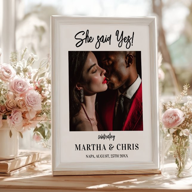 Modern photo She said yes wedding engagement Poster (Modern photo She said yes wedding engagement Poster)
