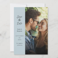 Modern Photo & Side Save the Date - Dusty Blue