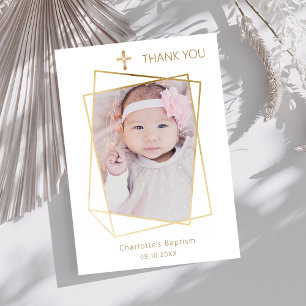 Modern photo simple baptism thank you card