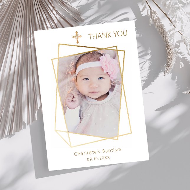 Modern photo simple baptism thank you card (Creator Uploaded)