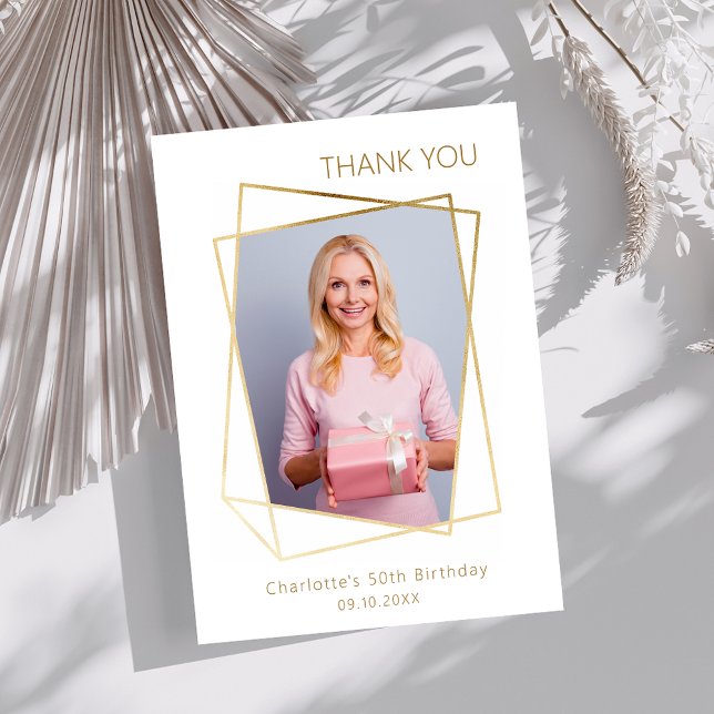 Modern photo simple birthday thank you card (Creator Uploaded)