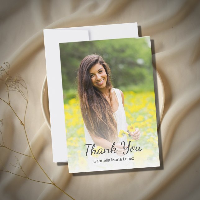 Modern Photo Simple Quinceañera  Thank You Card (Creator Uploaded)