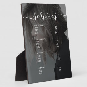 Modern Photo Simple Salon Service Menu Price List  Plaque
