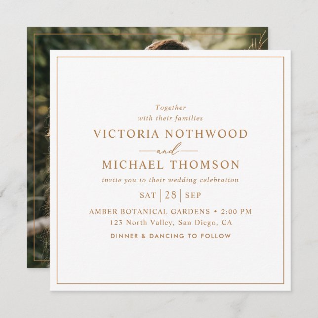 Modern Photo Square Wedding  Invitation (Front/Back)