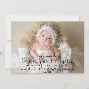 Modern Photo Stats Name Birth Announcement