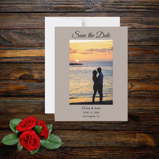 Modern Photo Stone Gray Save The Date Card (Creator Uploaded)