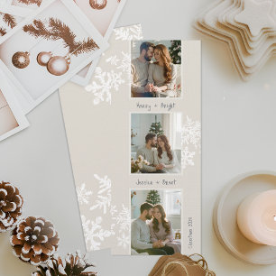 Modern Photo Strip Christmas Card with Handwritten