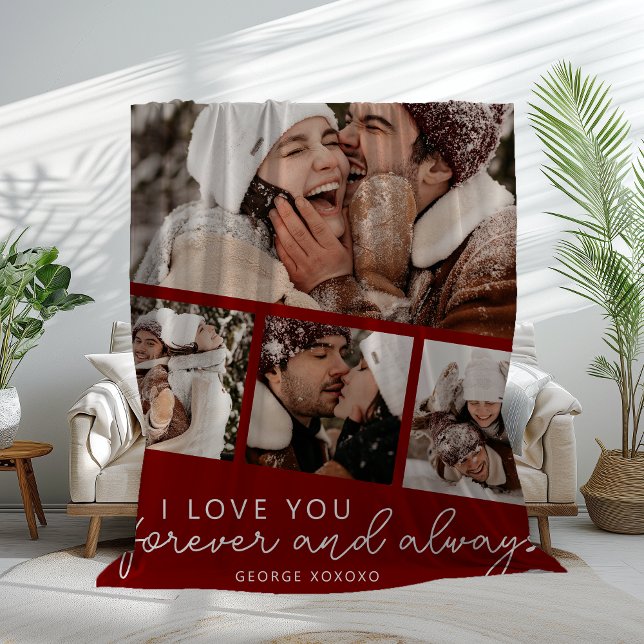 Modern Photo Strip Collage Fleece Blanket (Creator Uploaded)