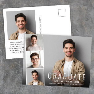 Modern Photo Strip Graduation Announcement Postcard