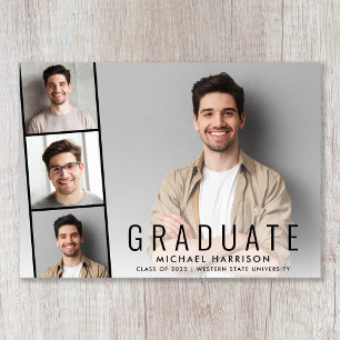 Modern Photo Strip Simple Graduation Announcement