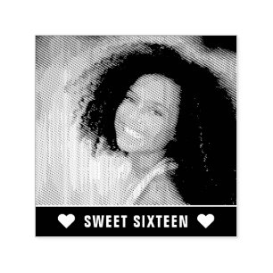 Modern Photo Sweet Sixteen Hearts Self-inking Stamp