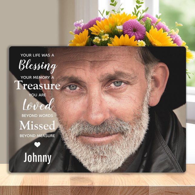 Modern Photo Sympathy Quote Memorial Keepsake Plaque (Creator Uploaded)