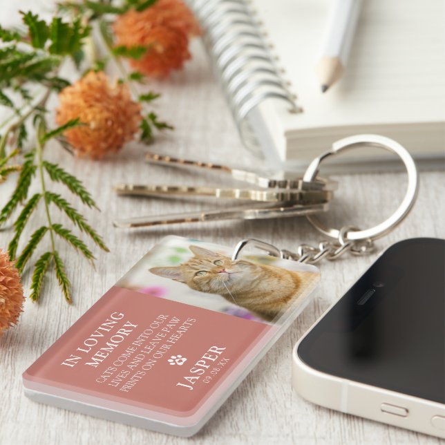 Modern Photo & Sympathy Quote Pet Loss Memorial Key Ring (Front Right)
