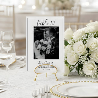 Modern Photo Table Number Wedding Reception Card