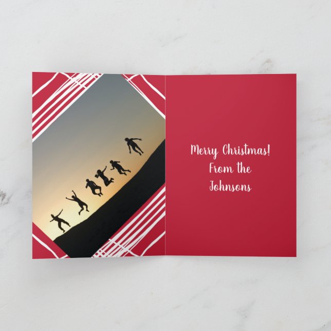 Modern Photo Template Red Family Name Christmas (Inside)
