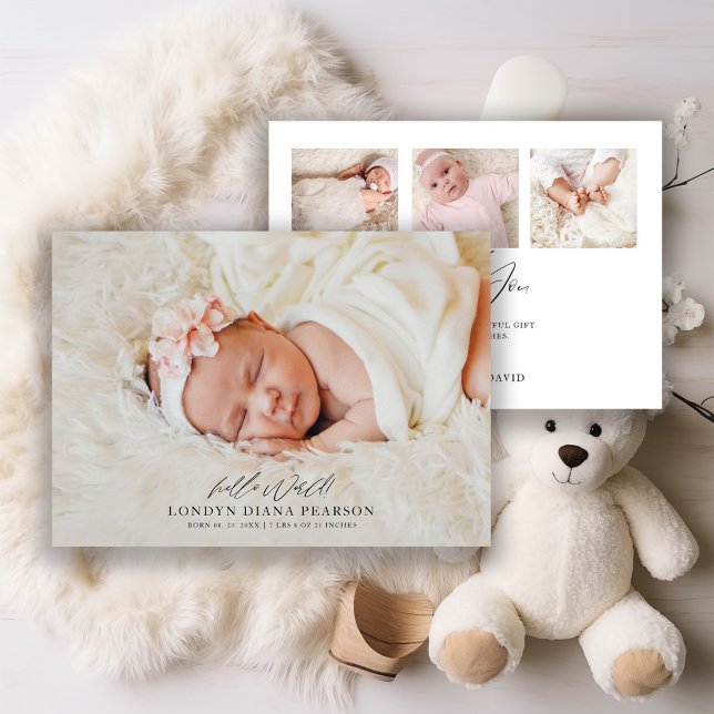 Modern Photo Thank You Newborn Birth Announcement  (Creator Uploaded)