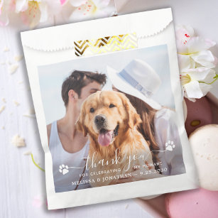 Modern Photo Thank You Pet Dog Treat Wedding Favour Bags