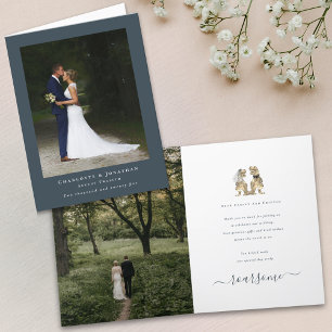 Modern Photo Thanks Dinosaur Theme Wedding Thank You Card