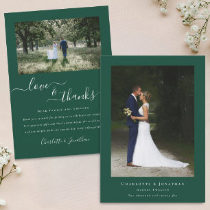 Modern Photo Thanks Green Wedding Thank You Card