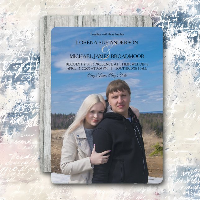 Modern Photo Top Text Vertical Wedding Invitation (Creator Uploaded)