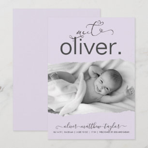 Modern Photo Torn Paper Frame Birth Announcement