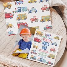 Modern Photo Transport 1st Birthday Invitation