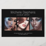 Modern Photo Trio for Makeup Artists Black Flyer<br><div class="desc">Coordinates with the Modern Photo Trio for Makeup Artists Black Business Card Template by 1201AM. The clean and modern layout on this photography-themed flyer template allows you to display your own photos for a beautiful promotional piece. Designed for makeup artists, hairstylists, salons and photographers. Just update the stock photos with...</div>