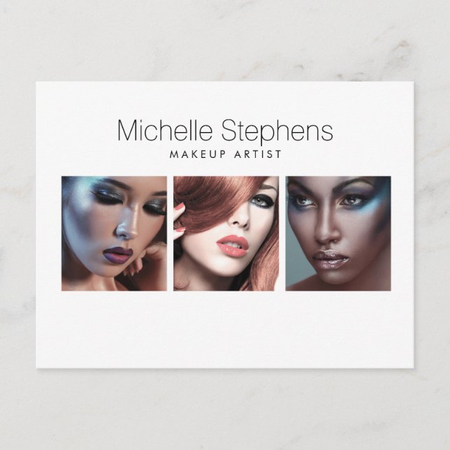 Modern Photo Trio for Makeup Artists, Stylists Postcard (Front)
