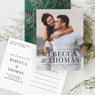 Modern Photo Type Overlay Wedding Invitation Postcard