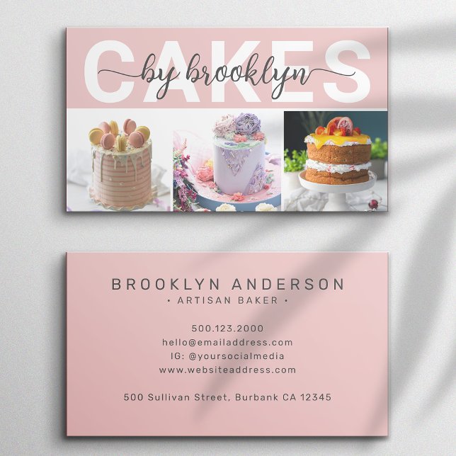 Modern Photo Typography Baker Cake Shop Business Card (Creator Uploaded)
