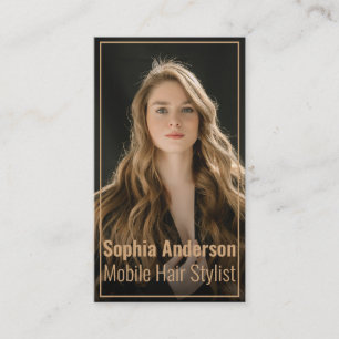 Modern Photo Typography Hair Stylist Business Card