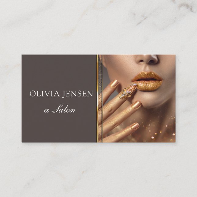 Modern Photo Typography makeup Artist  Business Card (Front)