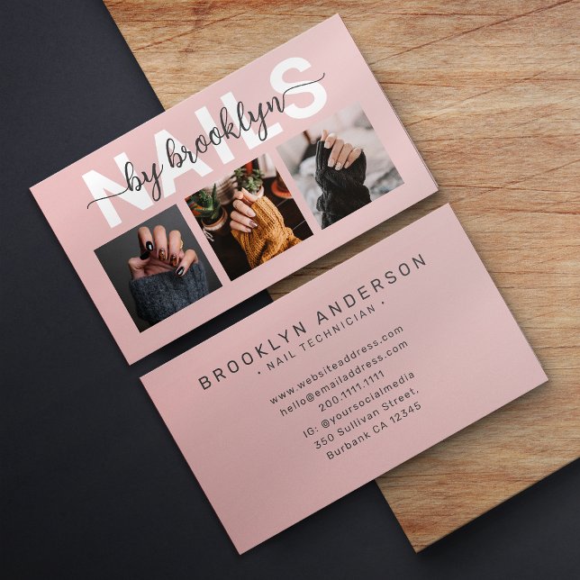 Modern Photo Typography Nail Artist Business Card (Creator Uploaded)