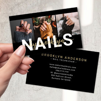 Modern Photo Typography Nail Artist  Business Card