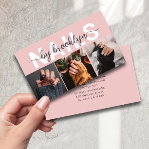 Modern Photo Typography Nail Artist Business Card