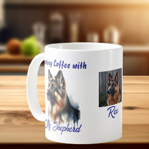 Modern Photo/Watercolor Shepherd Personalise Coffee Mug