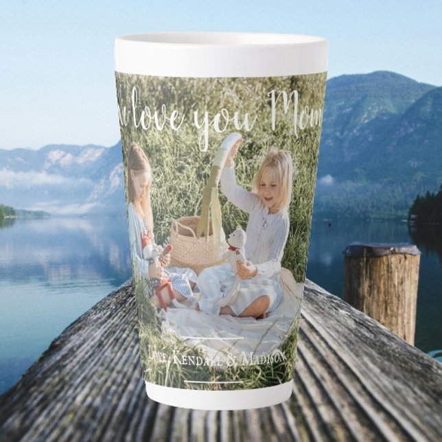 Modern Photo We Love you Mum Latte Mug (Modern Photo We Love You Mom Personalized Latte Mug)
