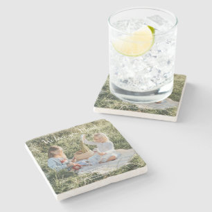 Modern Photo We Love you Mum Stone Coaster