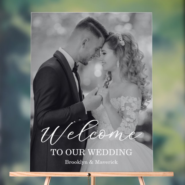 Modern Photo Wedding Acrylic Sign (Neutral)