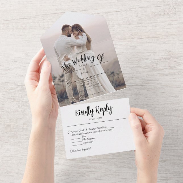 Modern Photo Wedding All In One Invitation (Tearaway)