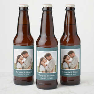 Modern Photo Wedding Beer Bottle Label