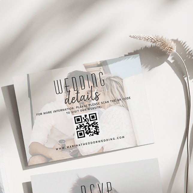 Modern Photo Wedding Details QR Card (Creator Uploaded)