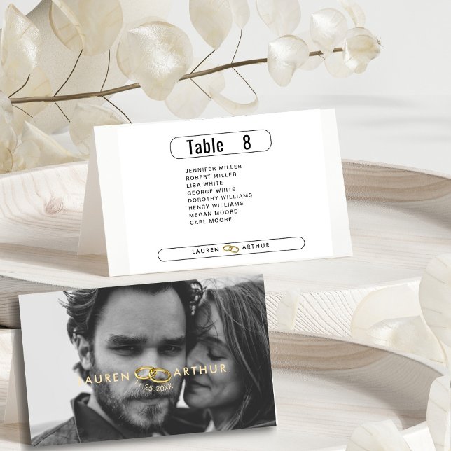 Modern Photo Wedding Guest Names Table Place Card (Creator Uploaded)