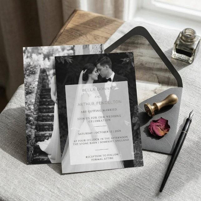 Modern Photo Wedding Invitation Black and White (Creator Uploaded)